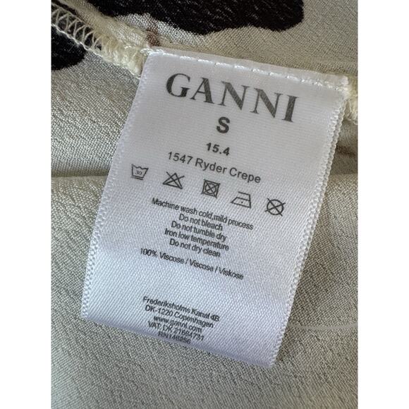 Ganni Blouse Shirt Ryder Crepe Floral Print Relaxed Fall Colors S - Picture 7 of 15